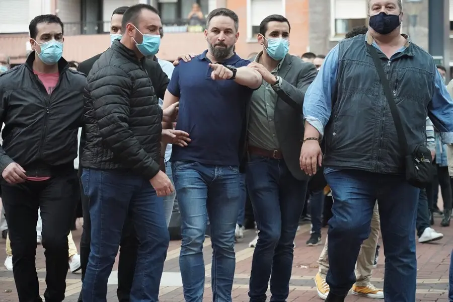 Archivo - El presidente de Vox, Santiago Abascal, en Sestao en junio de 2020