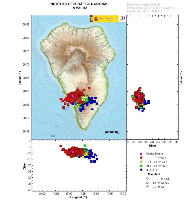 Mapa de la actividad s&iacute;smica en La Palma