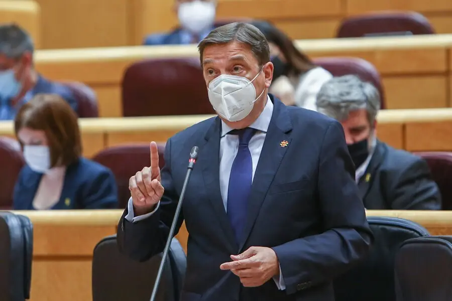 Archivo - El ministro de Agricultura, Pesca y Alimentaci&oacute;n, Luis Planas, interviene en una sesi&oacute;n de control al Gobierno en el Senado 