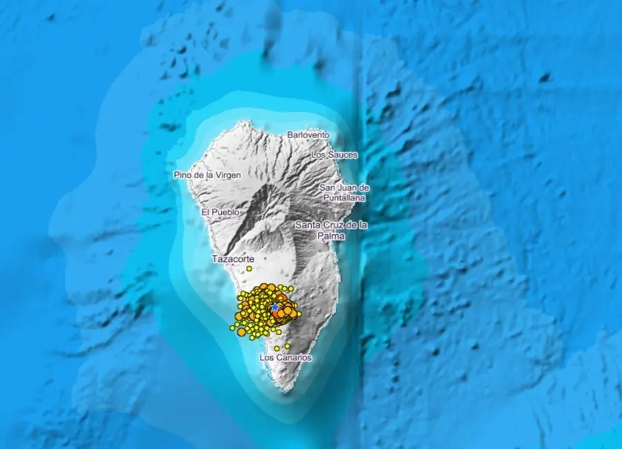 Mapa de actividad s&iacute;smica en La Palma
