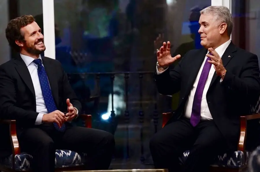 El l&iacute;der del Partido Popular, Pablo Casado, se ha vuelto a reunir este jueves con el presidente de Colombia, Iv&aacute;n Duque.