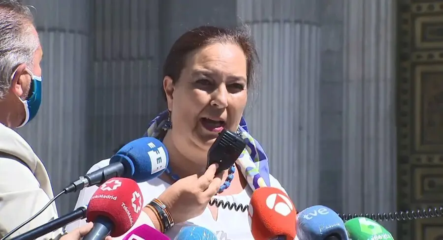 Archivo - La presidenta de la Asociaci&oacute;n de V&iacute;ctimas del Terrorismo (AVT), Maite Araluce, lee un manifiesto frente al Congreso