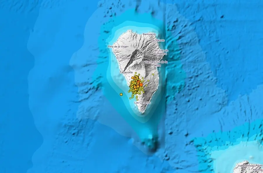 Localizaci&oacute;n de los eventos registrados en la isla de La Palma