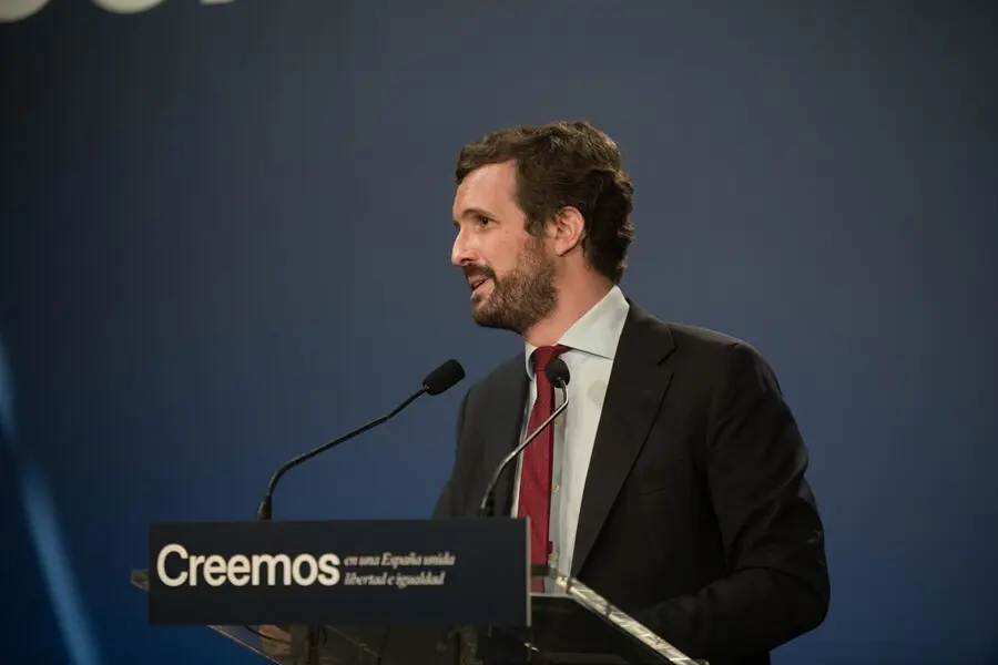 El presidente del PP, Pablo Casado, interviene en el debate &lsquo;Unidad nacional y Estado auton&oacute;mico frente al nacionalismo&rsquo;, en el Recinte Sant Pau de Barcelona, a 31 de agosto de 2021, en Barcelona.