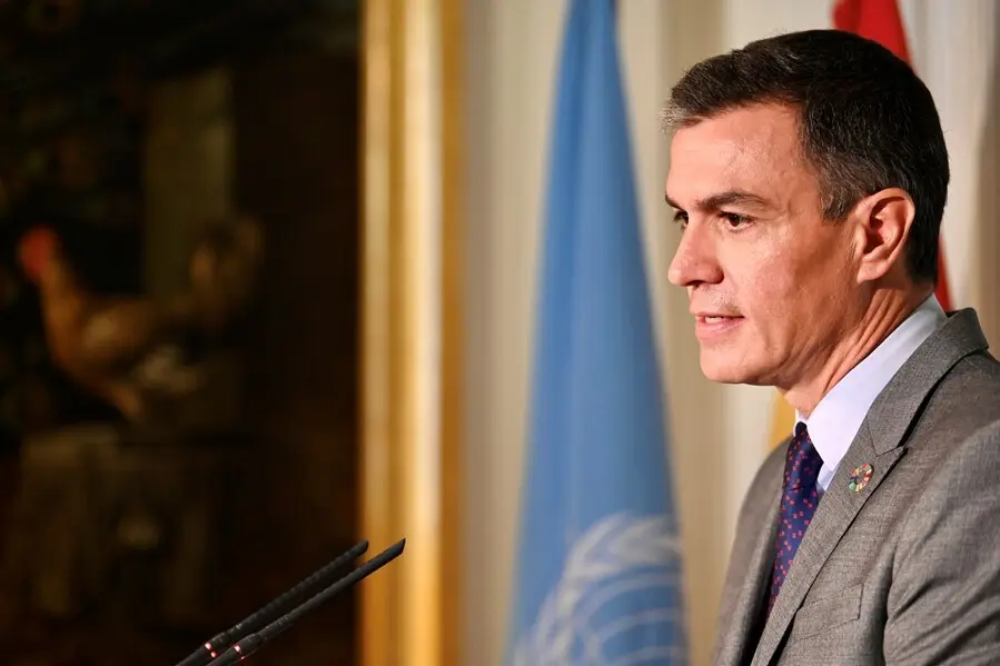 El presidente del Gobierno, Pedro S&aacute;nchez, en rueda de prensa desde Nueva York.