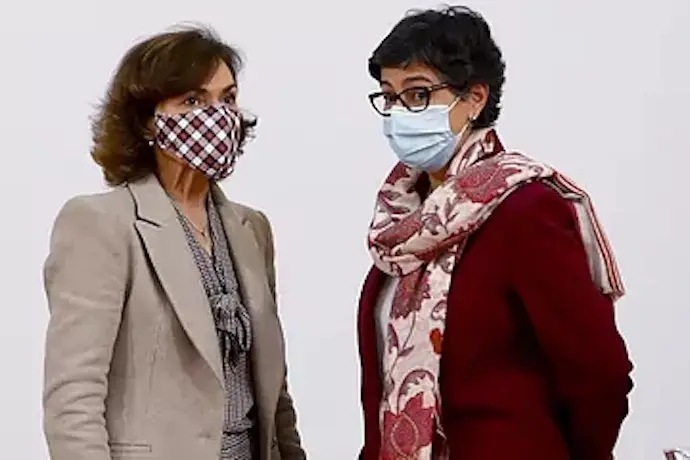 La ex vicepresidenta Calvo y la ex ministra Laya, cuando estaban en el Gobierno.