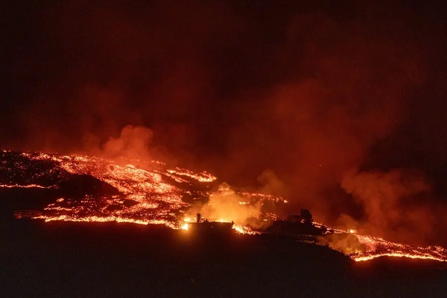 La nueva colada de lava del volc&aacute;n de Cumbre Vieja, a 25 de septiembre de 2021, en La Palma