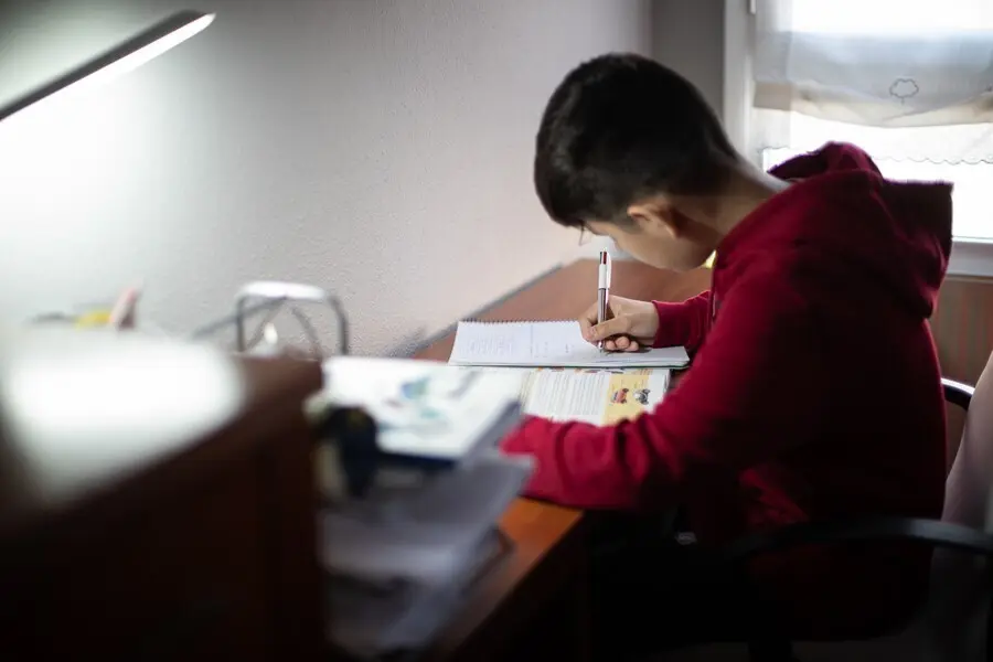 Archivo - Un ni&ntilde;o realiza sus deberes en su habitaci&oacute;n.
