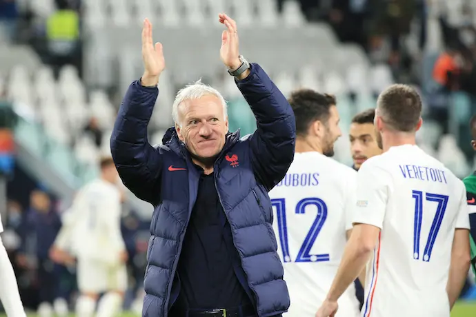 Didier Deschamps (Head Coach France) celebrates the victory during the UEFA Nations League, Semi-finals football match between Belgium and France on October 7, 2021 at Allianz Stadium in Turin, Italy - Photo Claudio Benedetto / LiveMedia / DPPI
AFP7 /  Europa Press
7/10/2021 ONLY FOR USE IN SPAIN