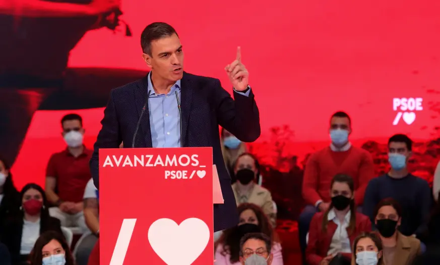 Pedro S&aacute;nchez, durante un acto del PSOE en Ponferrada (Le&oacute;n), el domingo.EFE