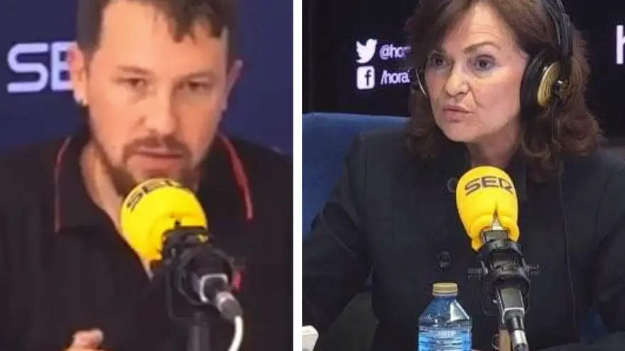 Pablo Iglesias y Carmen Calvo.