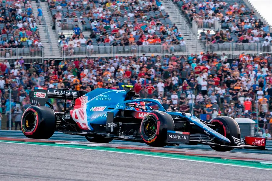 El piloto franc&eacute;s de F&oacute;rmula 1 Esteban Ocon del equipo Alpine F1 Team en acci&oacute;n durante la segunda sesi&oacute;n de entrenamientos libres en el Circuito de las Am&eacute;ricas, sede del Gran Premio de Estados Unidos de F&oacute;rmula 1, en Austin, Texas. EFE/EPA/SHAWN THEW
