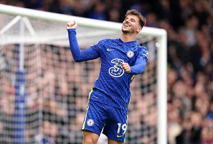 23 October 2021, United Kingdom, London: Chelsea's Mason Mount celebrates scoring his side's seventh goal during the English Premier League soccer match between Chelsea and Norwich City at Stamford Bridge. Photo: Tess Derry/PA Wire/dpa
23/10/2021 ONLY FOR USE IN SPAIN
