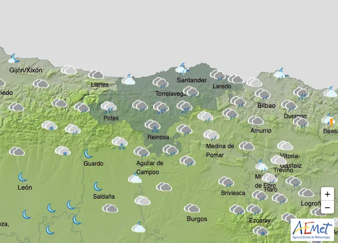 Mapa del tiempo de AEMET.