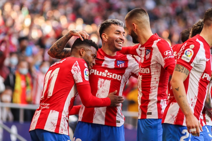 &Aacute;ngel Correa, del Atl&eacute;tico de Madrid, celebra un gol durante el partido de f&uacute;tbol de la liga espa&ntilde;ola entre el Atl&eacute;tico de Madrid y el Rayo Vallecano en el estadio Wanda Metropolitano el 2 de enero de 2021, en Madrid, Espa&ntilde;a. / AFP7