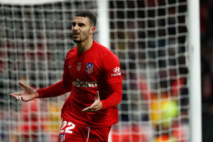 Mario Hermoso del Atl&eacute;tico de Madrid celebra un gol durante el partido de f&uacute;tbol de la Liga Espa&ntilde;ola, La Liga Santander, jugado entre el Atl&eacute;tico de Madrid y el Valencia CF en el estadio Wanda Metropolitano el 22 de enero de 2022, en Madrid, Espa&ntilde;a.
Oscar J. Barroso / AFP7 / Europa Press