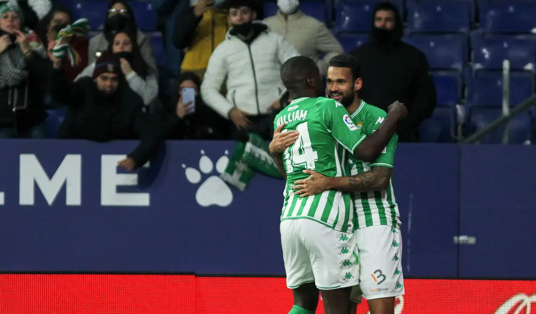 William Jose del Real Betis celebra un gol durante el partido de f&uacute;tbol de la Liga Santander entre el RCD Espanyol y el Real Betis en el estadio RCDE el 21 de enero de 2022  AFP7 / Europa Press