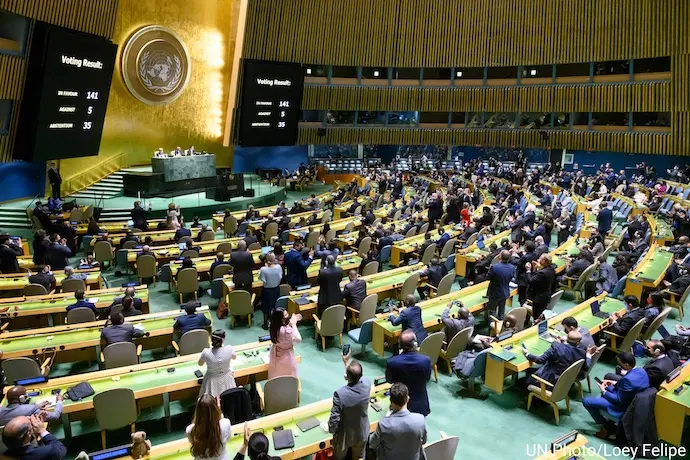 La Asamblea General de la ONU, en una fotograf&iacute;a del 2 de marzo de 2022.