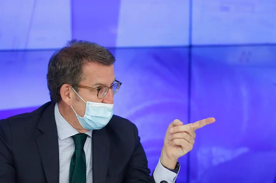 El l&iacute;der del PP, Alberto N&uacute;&ntilde;ez Feij&oacute;o, preside la reuni&oacute;n del Comit&eacute; Ejecutivo Nacional, este mi&eacute;rcoles en la sede del Partido Popular en Madrid. EFE/ Emilio Naranjo
