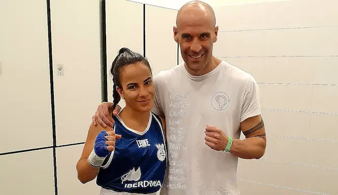 Mariluz Peral junto a su entrenador y ahora promotor Dani Rasilla.