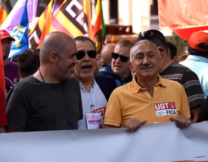 Los Secretarios Generales de UGT y CCOO, Pepe &Aacute;lvarez y Unai Sordo.