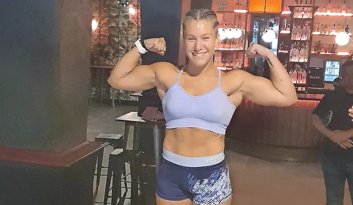 Marian Herrer&iacute;a, en el pesaje previo a su &uacute;ltimo combate.