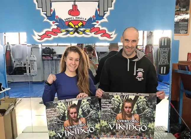 Marian Herrer&iacute;a, junto a su entrenador y promotor, Dani Rasilla.