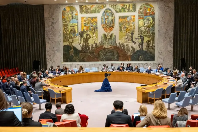 Fotograf&iacute;a cedida por la ONU donde se muestra el pleno del Consejo de Seguridad durante una reuni&oacute;n sobre Ucrania hoy en la sede del organismo internacional en Nueva York. EFE/Eskinder Debebe/ONU