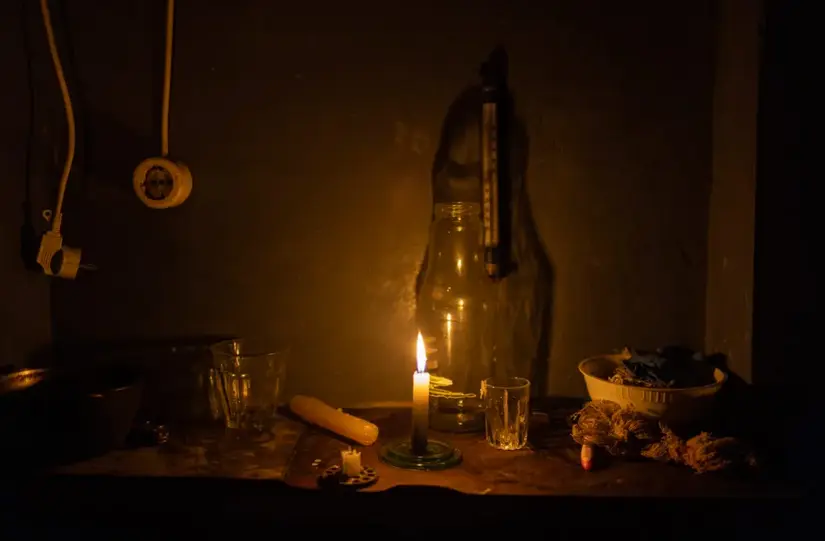 Interior de una vivienda en Jers&oacute;n, sin luz el&eacute;ctrica. EFE/EPA/Roman Pilipey