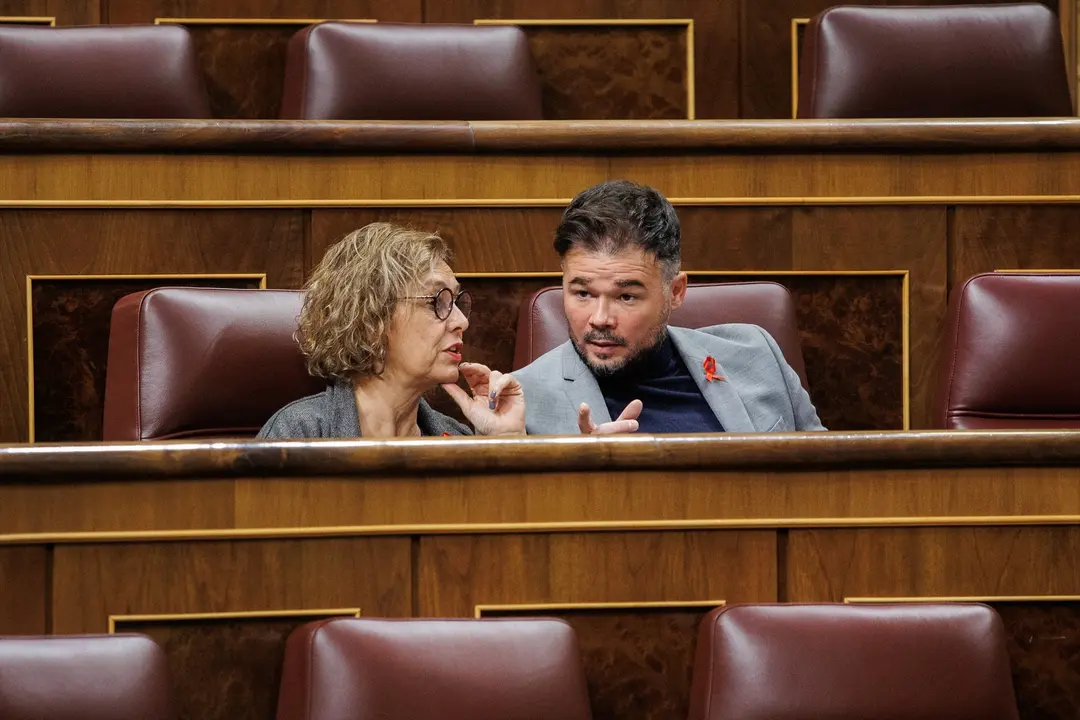 El portavoz de Esquerra Republicana (ERC) en el Congreso, Gabriel Rufi&aacute;n, durante una sesi&oacute;n plenaria en el Congreso. / Alejandro Mart&iacute;nez V&eacute;lez