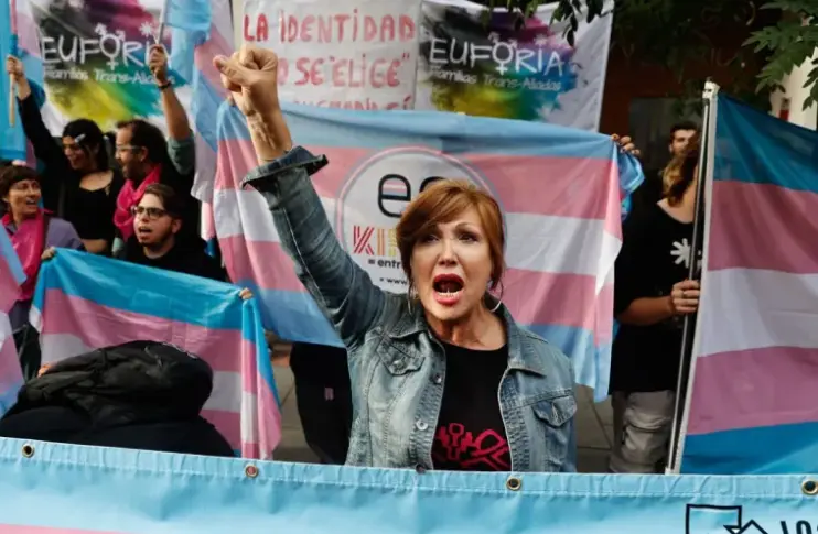 La presidenta de Plataforma Trans, Mar Cambroll&eacute;, durante una manifestaci&oacute;n a favor de la ley trans en una imagen de archivo. EFE / Daniel Gonz&aacute;lez