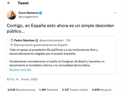 Un tuit de Gamarra.