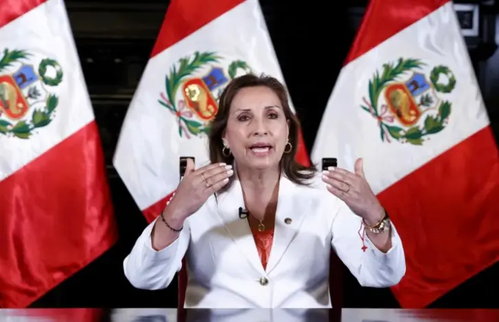 La mandataria de Per&uacute;, Dina Boluarte, durante una alocuci&oacute;n, en Lima. EFE / Presidencia del Per&uacute;