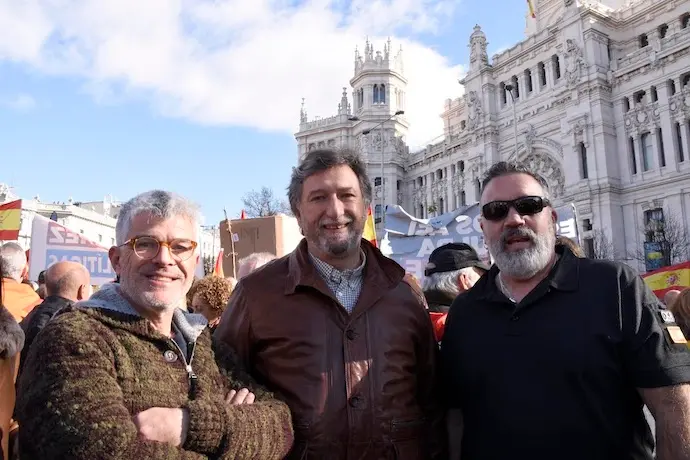 Cristobal Palacio en la manifestaci&oacute;n de ayer. / R. Zubelzu