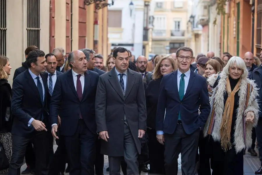 El presidente del Partido Popular, Alberto N&uacute;&ntilde;ez Feij&oacute;o (2d), junto a otros miembros del PP. EFE / Rom&aacute;n R&iacute;os