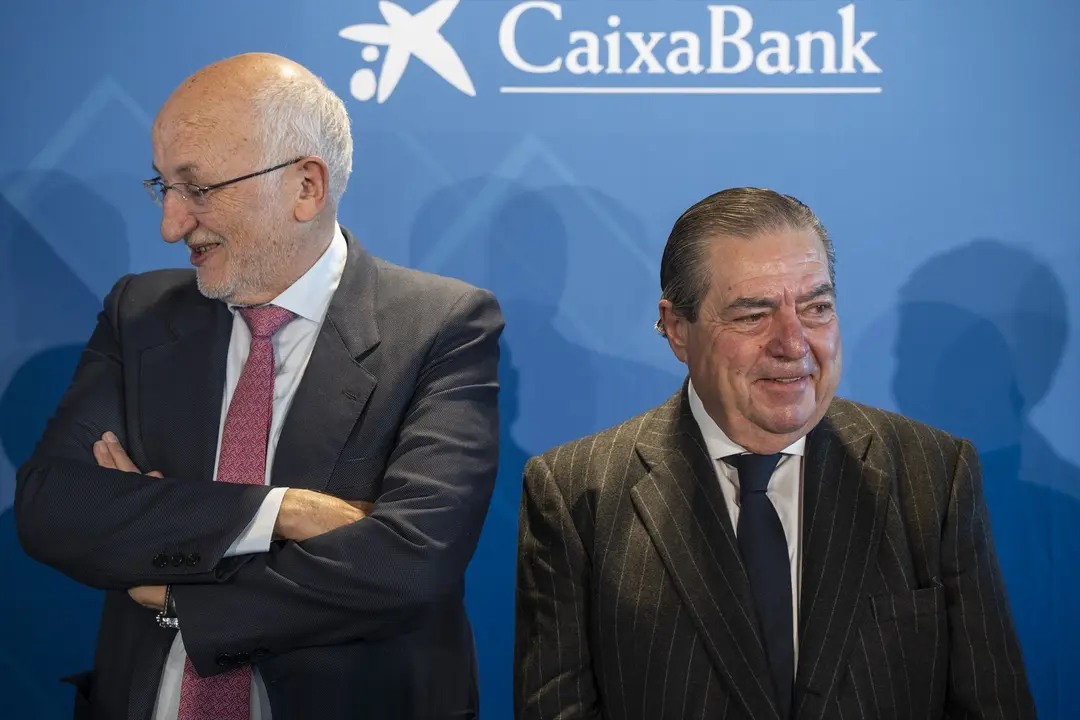 El presidente de Mercadona, Juan Roig (i) y el presidente de la Asociaci&oacute;n Valenciana de Empresarios, Vicente Boluda (d). E.P. / Jorge Gil