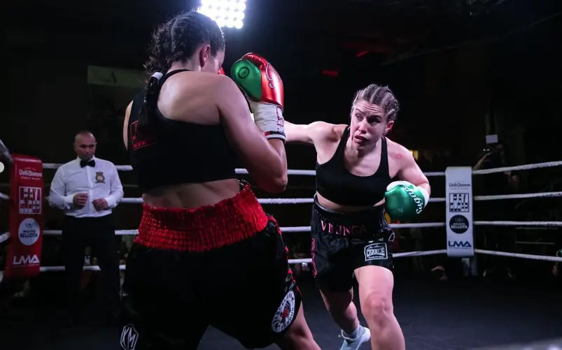 Marian Herrer&iacute;a durante el combate celebrado en Barcelona.