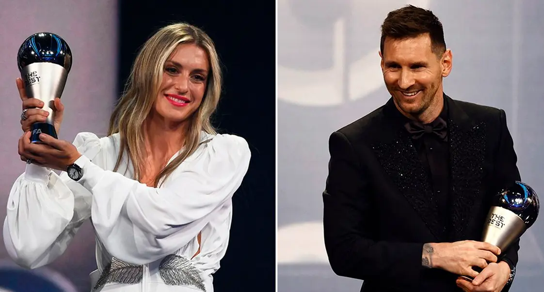 Putellas y Messi, con el trofeo The Best 2022. / FIFA