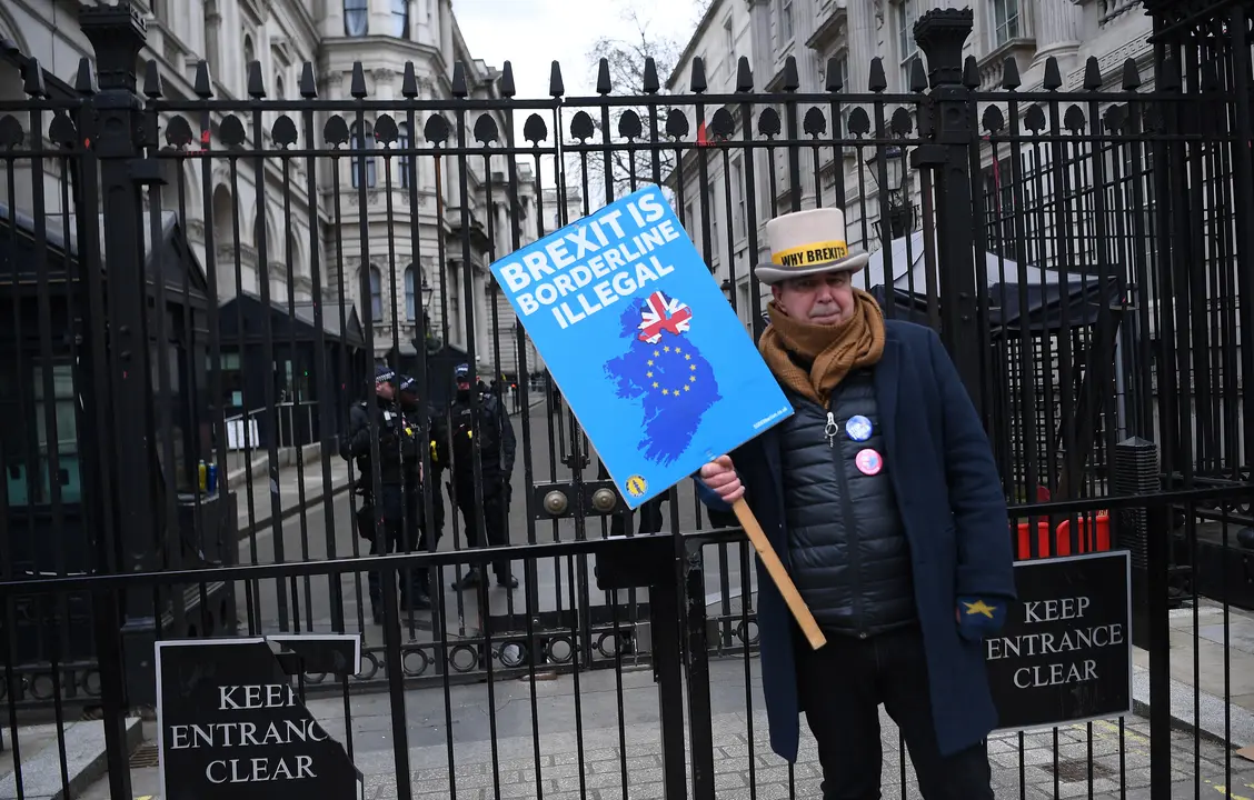 Una persona se manifiesta contra el Brexit. / ANDY RAIN