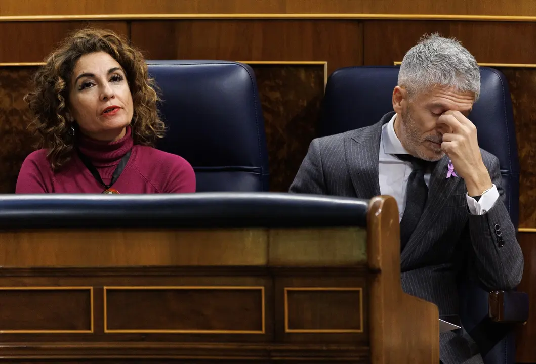La ministra de Hacienda, Mar&iacute;a Jes&uacute;s Montero (i) y el ministro de Interior, Fernando Grande-Marlaska (d). EP / Eduardo Parra
