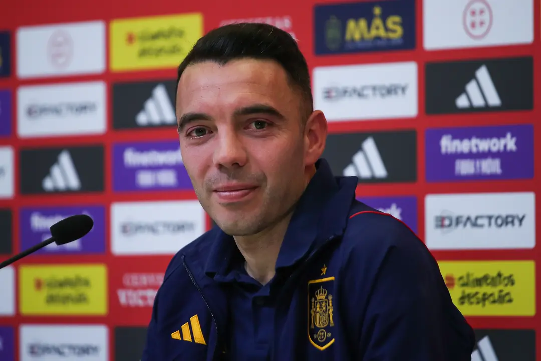 Iago Aspas, durante una rueda de prensa con la selecci&oacute;n espa&ntilde;ola. / Irina R. Hipolito