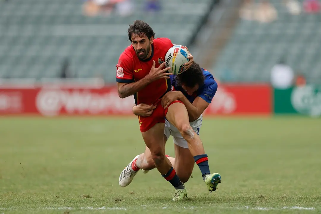Pol Pla con la selecci&oacute;n espa&ntilde;ola masculina de rugby seven. / MIKE LEE