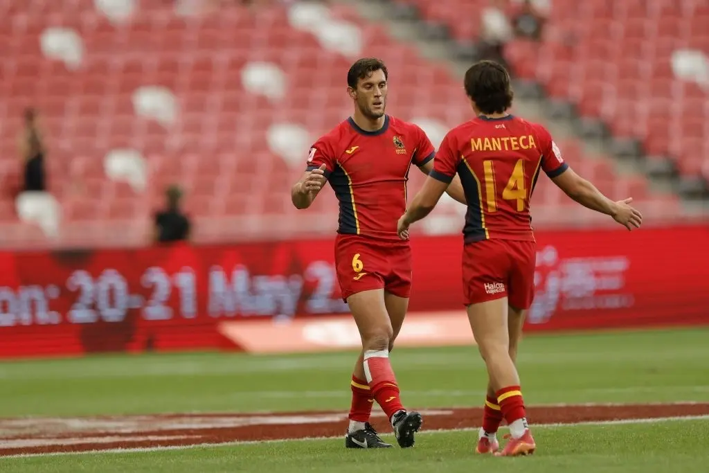 La selecci&oacute;n espa&ntilde;ola masculina de rugby seven. /  MIKE LEE