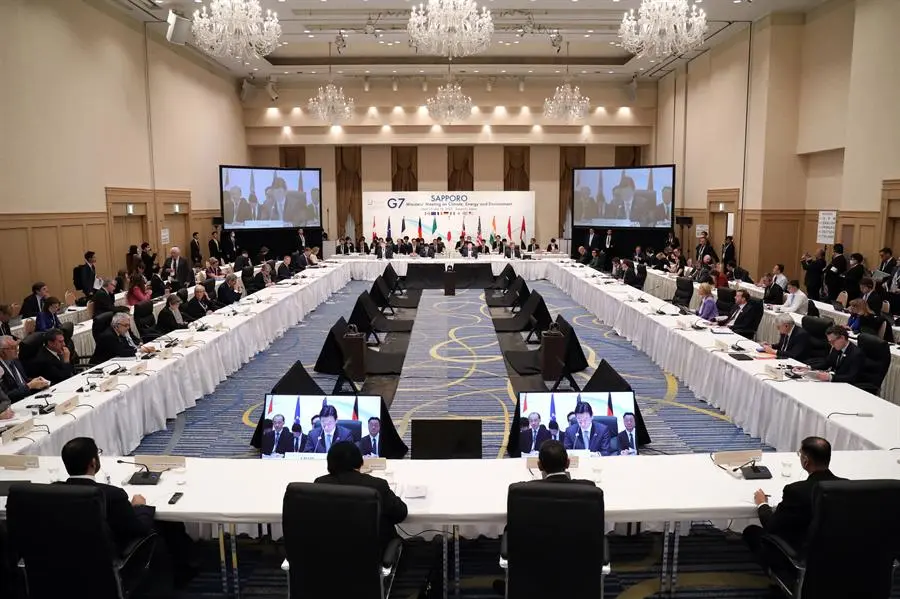 Vista general de la reuni&oacute;n de ministros del G7 sobre Clima, Energ&iacute;a y Medioambiente en Sapporo, norte de Jap&oacute;n. EFE/ JIJI PRESS