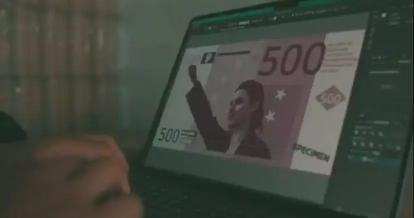 Dise&ntilde;o de los billetes que fueron lanzados a las puertas del Ministerio de Igualdad. / Solidaridad