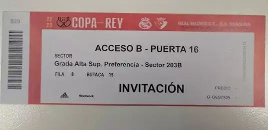 Una de las entradas falsificadas. / GC