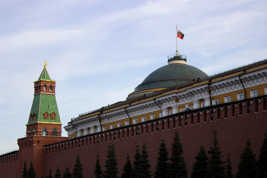 C&uacute;pula del Palacio del Senado ruso tras la muralla del Kremlin, en Mosc&uacute;. / Vlad Karkov