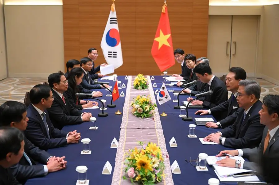 Una de las reuniones de las delegaciones en la cumbre del G7. EFE / YONHAP