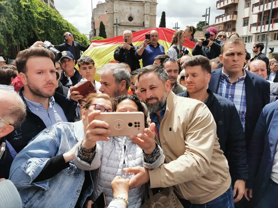El l&iacute;der de Vox, Santiago Abascal, en un acto en Guadalajara. EP / Isabel Fuentes