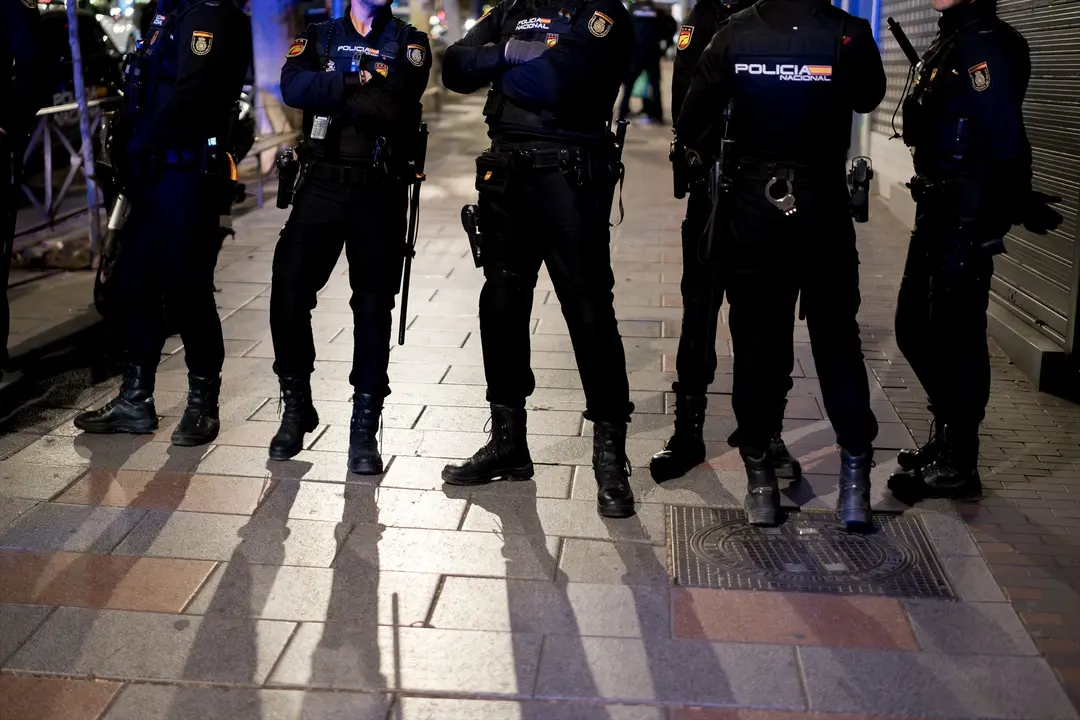 Varios agentes de la Polic&iacute;a Nacional en la calle. EP / Diego Radam&eacute;s